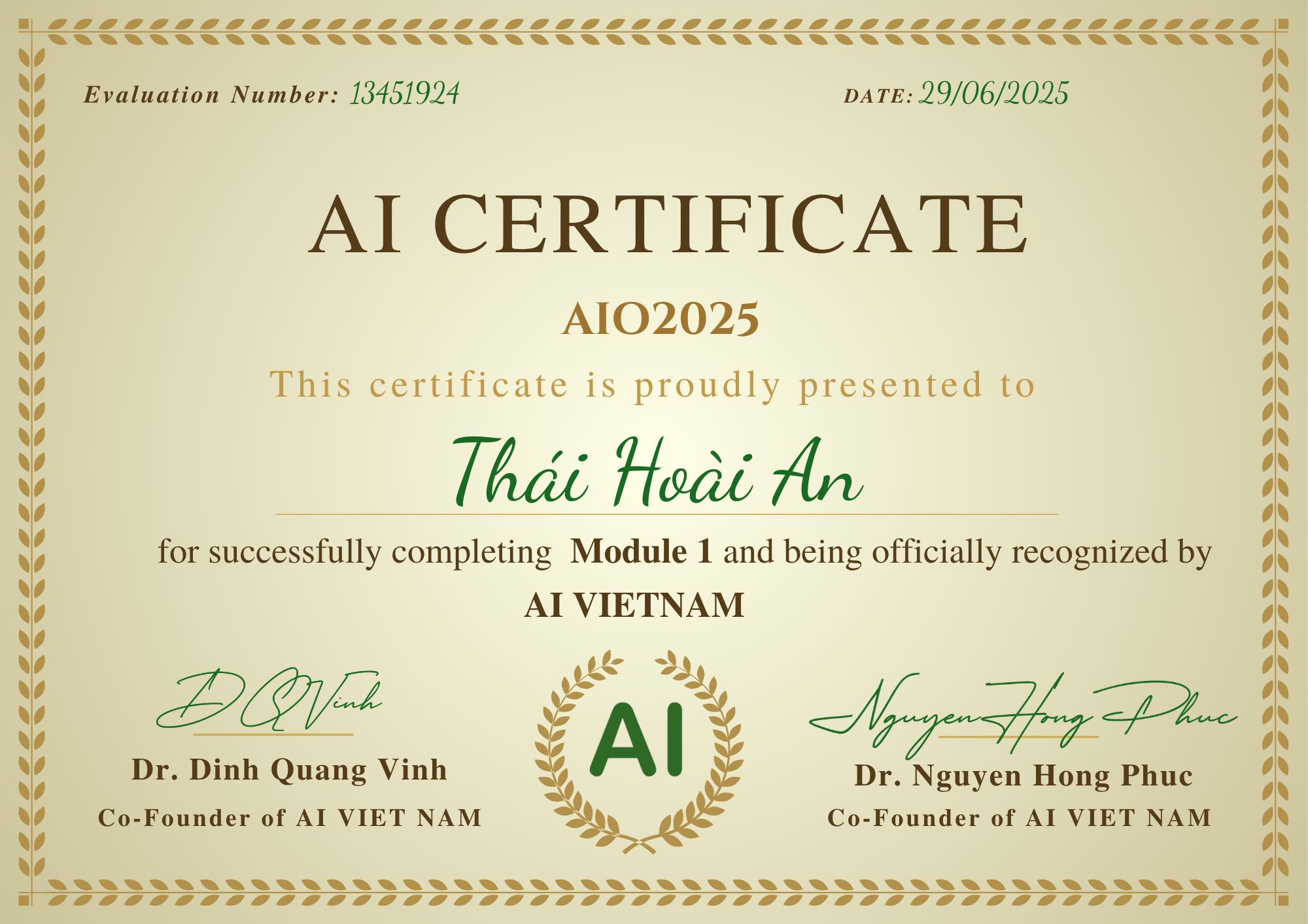 AIO25 - Module 1 Certificate